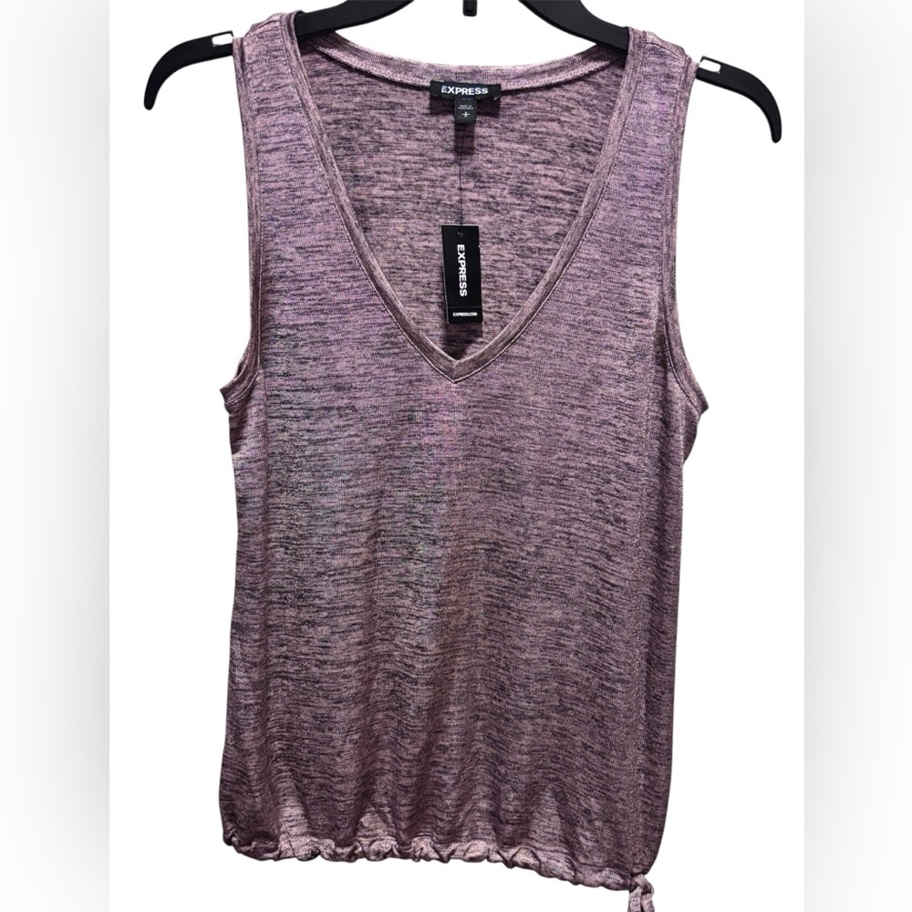 NWT: Express Heathered Purple V-Neck Tank Top Women’s Size S